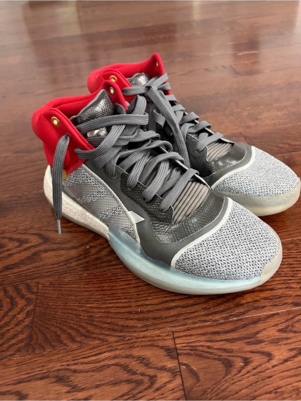 adidas x Marvel Marquee Boost Thor Mid Top Basketball Sneaker Gray/Red EF2258